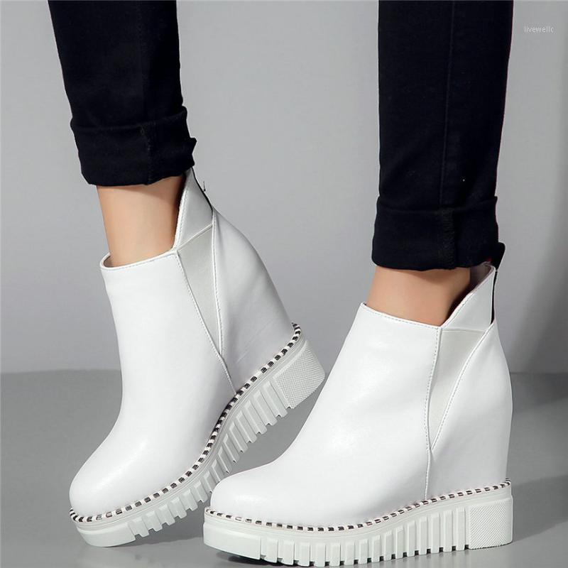 Punk Trainers Women Genuine Leather Hidden Wedges High Heel Ankle Boots Female High Top Round Toe Fashion Sneakers Casual Shoes1, Black
Punk Trainers Women Genuine Leather Hidden Wedges High Heel Ankle Boots Female High Top Round Toe Fashion Sneakers Casual Shoes1, Black