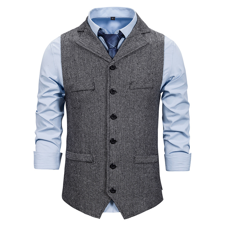 Chic Green Groom Vests Wool Herringbone Tweed Groomsmen Vest Slim Fit Mens Dress Suit Vest Prom Dinner Party Wedding Attire Waistcoat Custom Made Chea