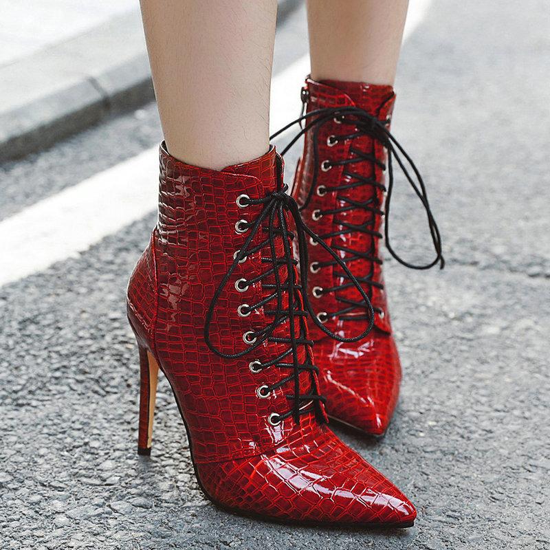 Women Boots Faux Leather Autumn High Heel Ankle Boots Pointed Toe Lace Up Zipper Fashion Women Fur Plush Winter, Black
Women Boots Faux Leather Autumn High Heel Ankle Boots Pointed Toe Lace Up Zipper Fashion Women Fur Plush Winter, Black