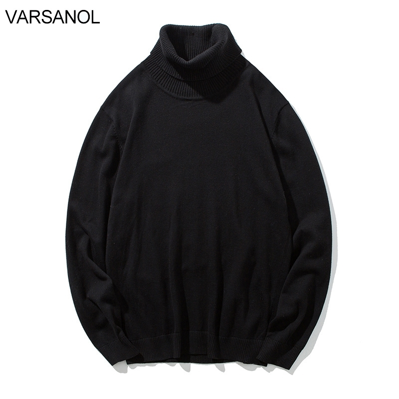 Varsanol Winter Sweater Men Cotton Turtleneck Sweater Top Clothing Black Blue Knitwear Pullovers Sweater for Men Winter Oversize 201118