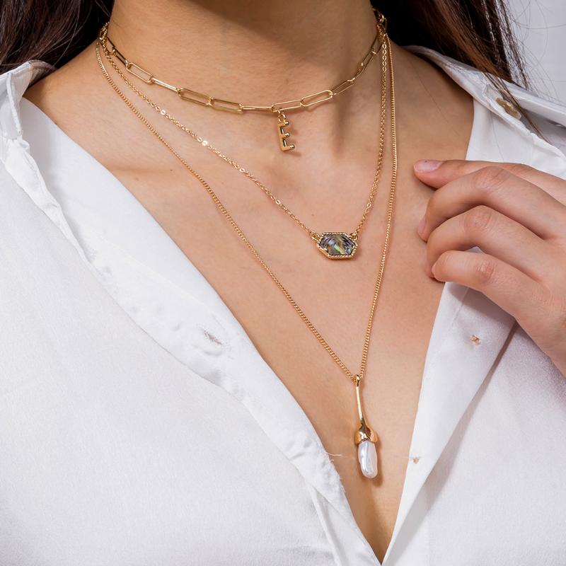 Bohemia Vintage Irregular Water Drop Imitation Pearls Pendant Necklace Multi Layer Individuality Letter Clavicle Chain Necklace
Bohemia Vintage Irregular Water Drop Imitation Pearls Pendant Necklace Multi Layer Individuality Letter Clavicle Chain Necklace