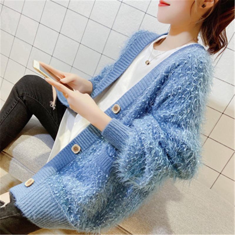 Women's Knits & Tees Shinny Fluffy Casual Knitted Cardigan Female Loose Jumper Warm 2022 Spring Sweater Women Coat Blue Pink PZ3432, White
Women's Knits & Tees Shinny Fluffy Casual Knitted Cardigan Female Loose Jumper Warm 2022 Spring Sweater Women Coat Blue Pink PZ3432, White