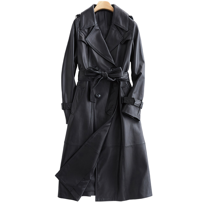 Lautaro Long bla leather trench coat for women long sleeve belt lapel Women fashion 2021 Luxury spring British Style outerwear, Black
Lautaro Long bla leather trench coat for women long sleeve belt lapel Women fashion 2021 Luxury spring British Style outerwear, Black