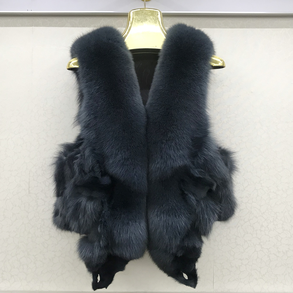 Women 100% Genuine Real Fur Vest Natural Soft Fur Sleeveless Jacket Lady Quality Warm Real Fur Gilet 201016