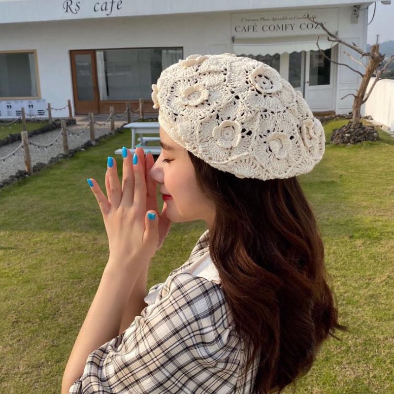 Women Leisure Painter Hatnew Flower Manual Crochet Hook Weave Lady Beret Cap, Black
Women Leisure Painter Hatnew Flower Manual Crochet Hook Weave Lady Beret Cap, Black