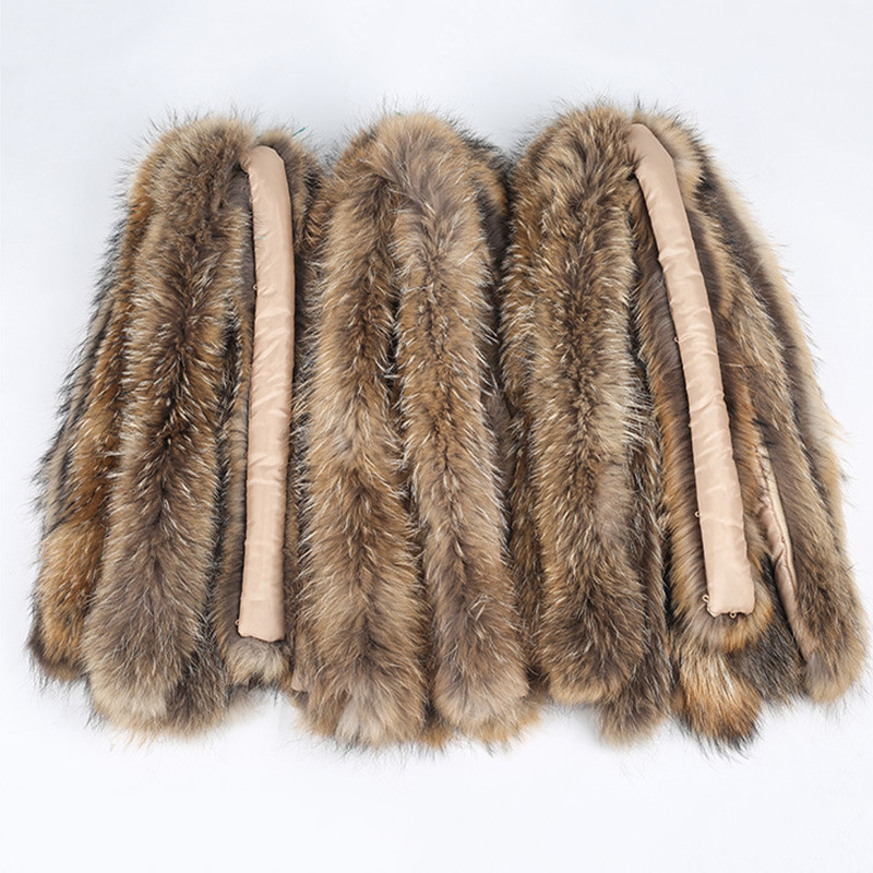 Special offer Leather fur collar 100% authentic raccoon hair scarf fur trim down coat fur strip / hooded raccoon collar Scarves 201103