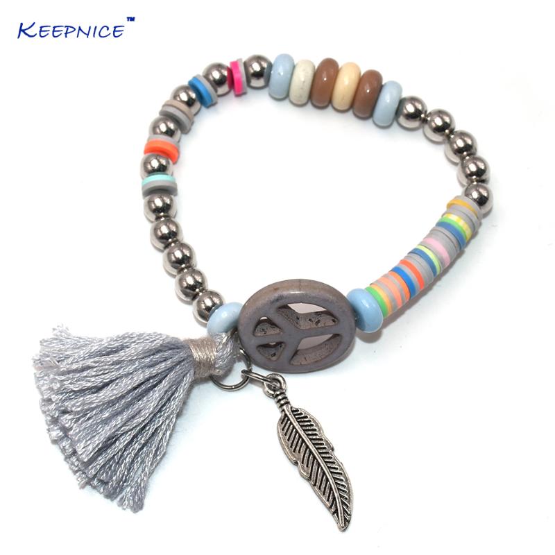 New See Beach Handmade Bohemia Jewelry Colorful Femo Beads Bracelets Tassel Charm Bracelets Peace Symbol Beaded
New See Beach Handmade Bohemia Jewelry Colorful Femo Beads Bracelets Tassel Charm Bracelets Peace Symbol Beaded