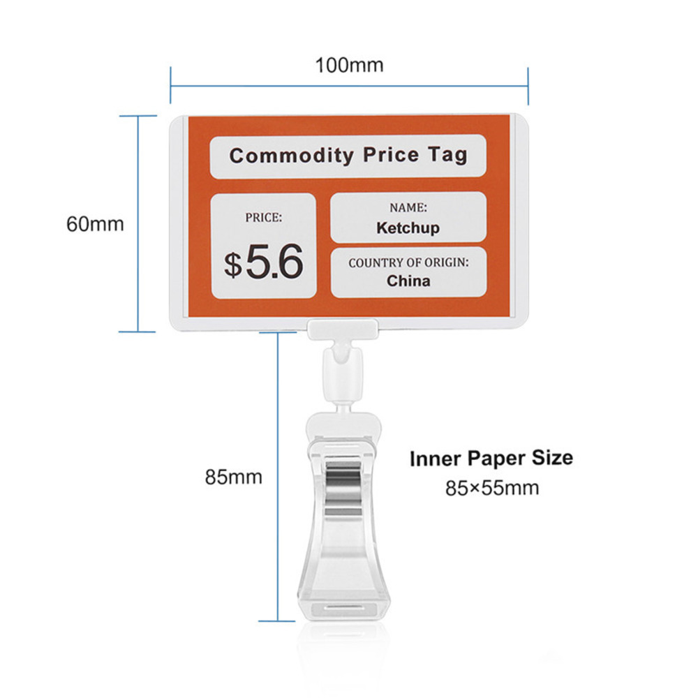 Clear Plastic Supermarket Products Price And Name Sign Board Label Paper Card Holder With Double Side Pop Clip