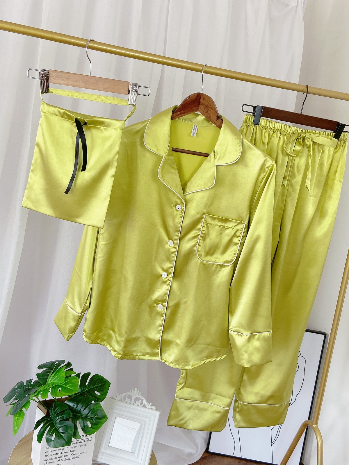 Daeyard Silk Pajama Sets For Women Long Sleeve Pyjamas Sleepwear Oversize 2 Pcs Button UP Pijama With Bags Sexy Homewear 201027