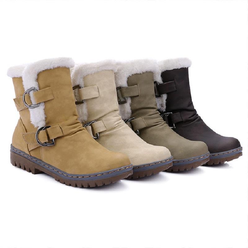 Europe and the United States winter explosion belt buckle boots flat boots plus velvet short tube anti-skiing, Beige
Europe and the United States winter explosion belt buckle boots flat boots plus velvet short tube anti-skiing, Beige