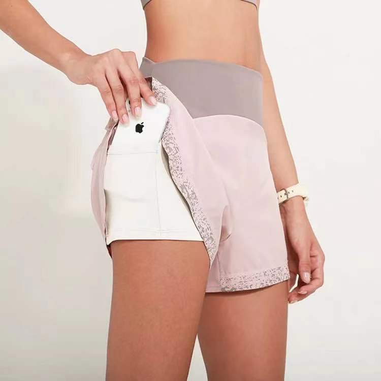 Lu new sports shorts women's luminous running YOGA SHORTS show thin quick dry printing