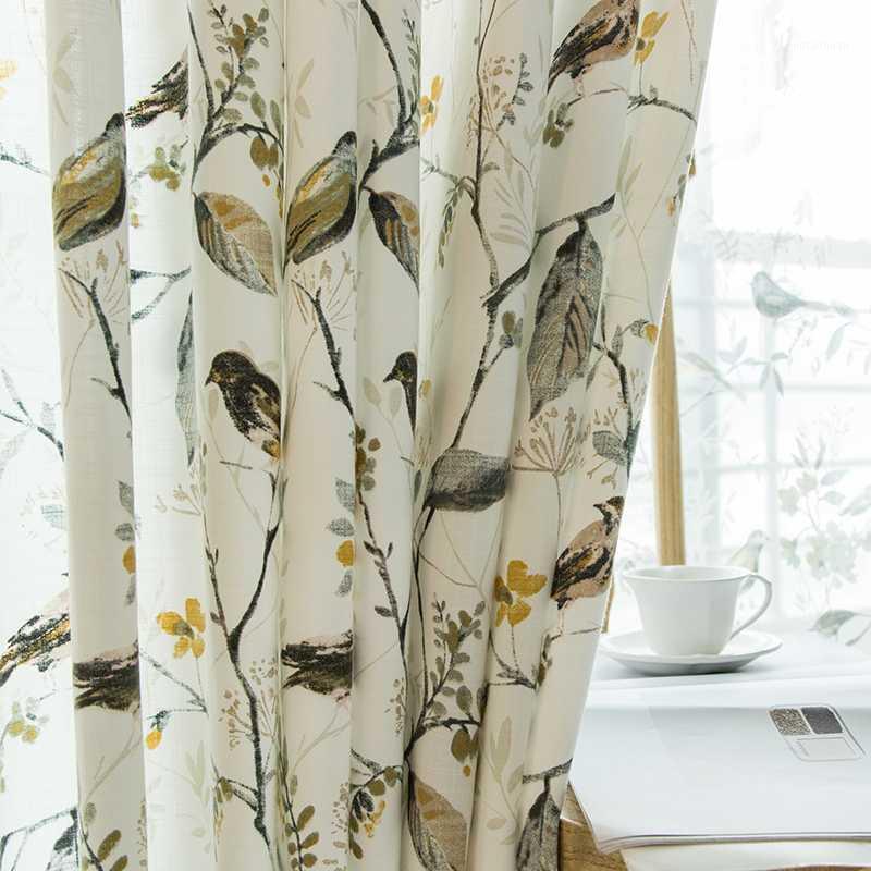 American Pastoral Cotton and Linen Curtains Half Shaded Bird Pattern Living Room Curtains Finished Window Curtain for Bedroom1, 1pc tulle curtain
American Pastoral Cotton and Linen Curtains Half Shaded Bird Pattern Living Room Curtains Finished Window Curtain for Bedroom1, 1pc tulle curtain
