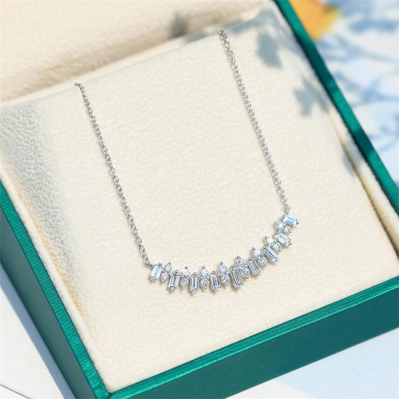 Choucong Brand New Stunning Ins Top Sell Luxury Jewelry 925 Sterling Silver T Princess Cut White Topaz CZ Diamond Gemstones Women Necklace
