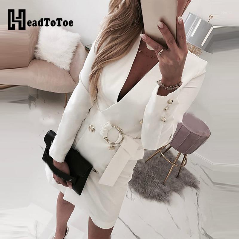 Plain Long Sleeve Buttoned Blazer Dress Workwear Women Elegant Belted Office Work Dress1, White
Plain Long Sleeve Buttoned Blazer Dress Workwear Women Elegant Belted Office Work Dress1, White