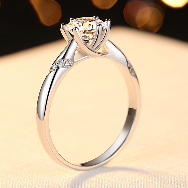 BOEYCJR 925 Silver 0.5ct/1ct/2ct F color Moissanite VVS Engagement Wedding Diamond Ring With national certificate for Women 201112