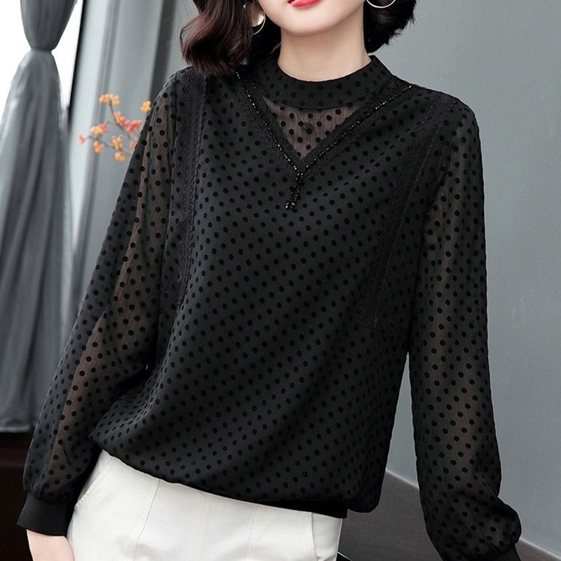 Plus Size Chiffon Blouses Women Casual Shirt New Korean Style Fashion Lace Polka Dot Elegant Ladies Tops And Blouses P471 201201, Black
Plus Size Chiffon Blouses Women Casual Shirt New Korean Style Fashion Lace Polka Dot Elegant Ladies Tops And Blouses P471 201201, Black