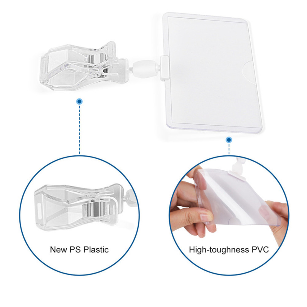 Clear Plastic Supermarket Products Price And Name Sign Board Label Paper Card Holder With Double Side Pop Clip