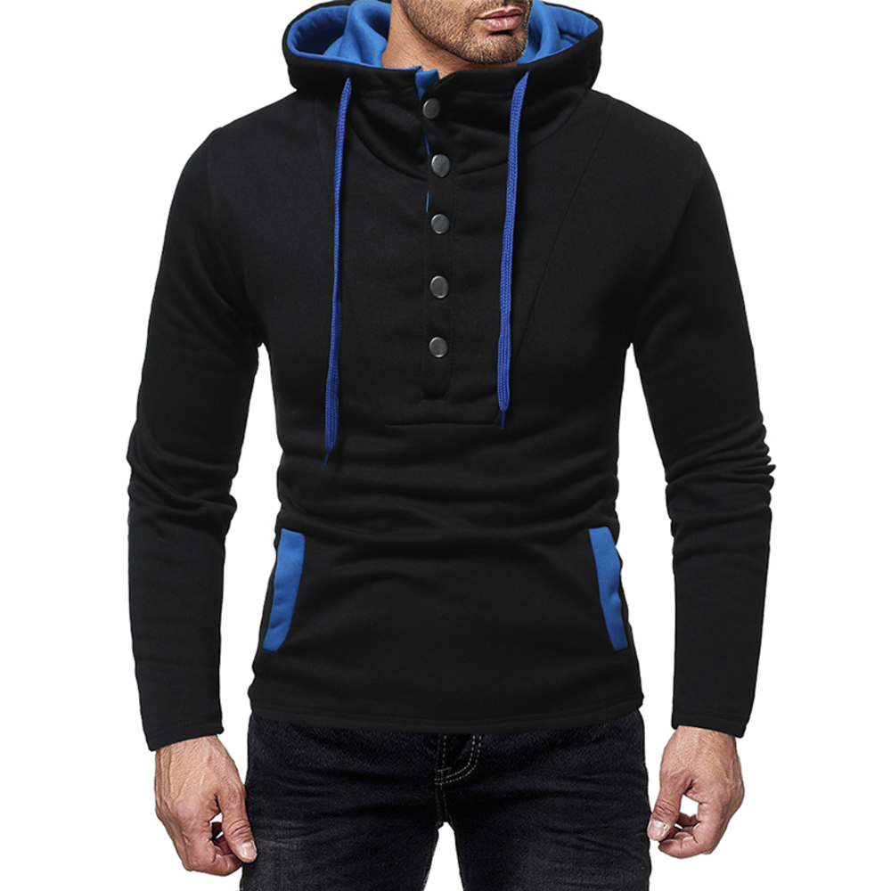 European and American personality button splice contrast color long sleeve men's slim hoodie
European and American personality button splice contrast color long sleeve men's slim hoodie