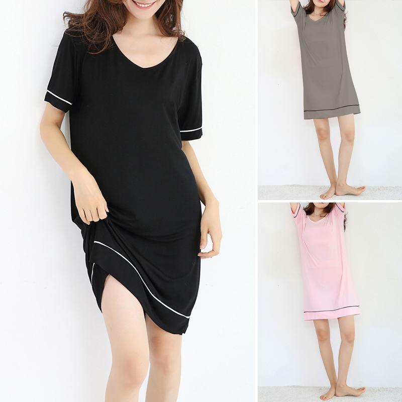 Casual Summer Sleepwear ZANZEA Women Nightdress Solid knee Length 2020 Nightie Nightgown Short Sleeve Robe Femme Oversized 5XL1, Black
Casual Summer Sleepwear ZANZEA Women Nightdress Solid knee Length 2020 Nightie Nightgown Short Sleeve Robe Femme Oversized 5XL1, Black