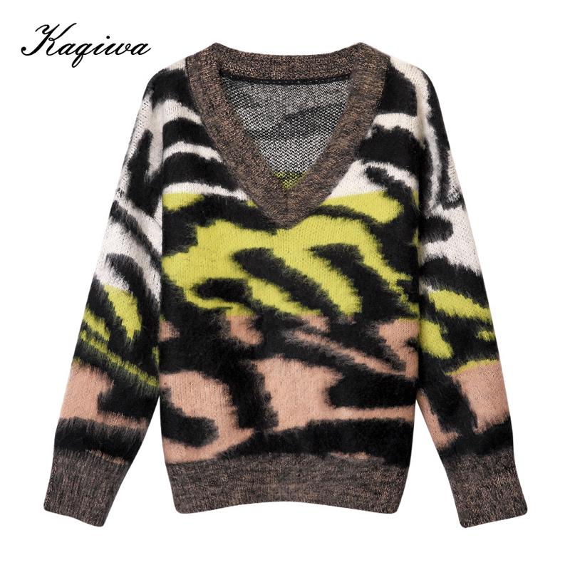 New leopard V-neck Mohair in autumn and winter 2020 women's seasonal Vintage sweater lazy knitting top B-003, Multi
New leopard V-neck Mohair in autumn and winter 2020 women's seasonal Vintage sweater lazy knitting top B-003, Multi