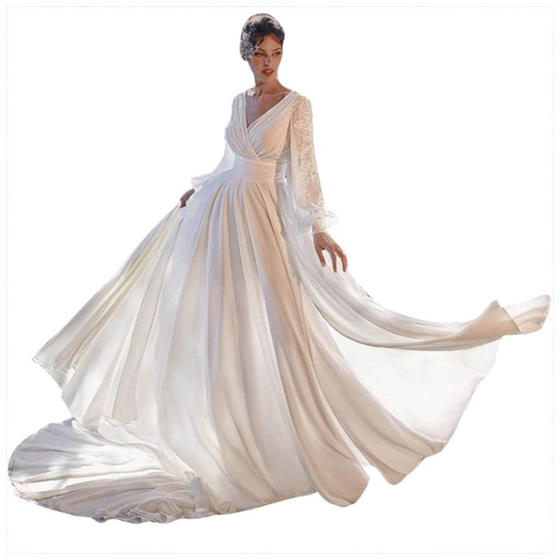 New Arrival Fashion Women' Winter Sexy Full Sleeve Banquet Chiffon Dress Lady Elegant Loose Dresses Vestido De Mujer, White
New Arrival Fashion Women' Winter Sexy Full Sleeve Banquet Chiffon Dress Lady Elegant Loose Dresses Vestido De Mujer, White