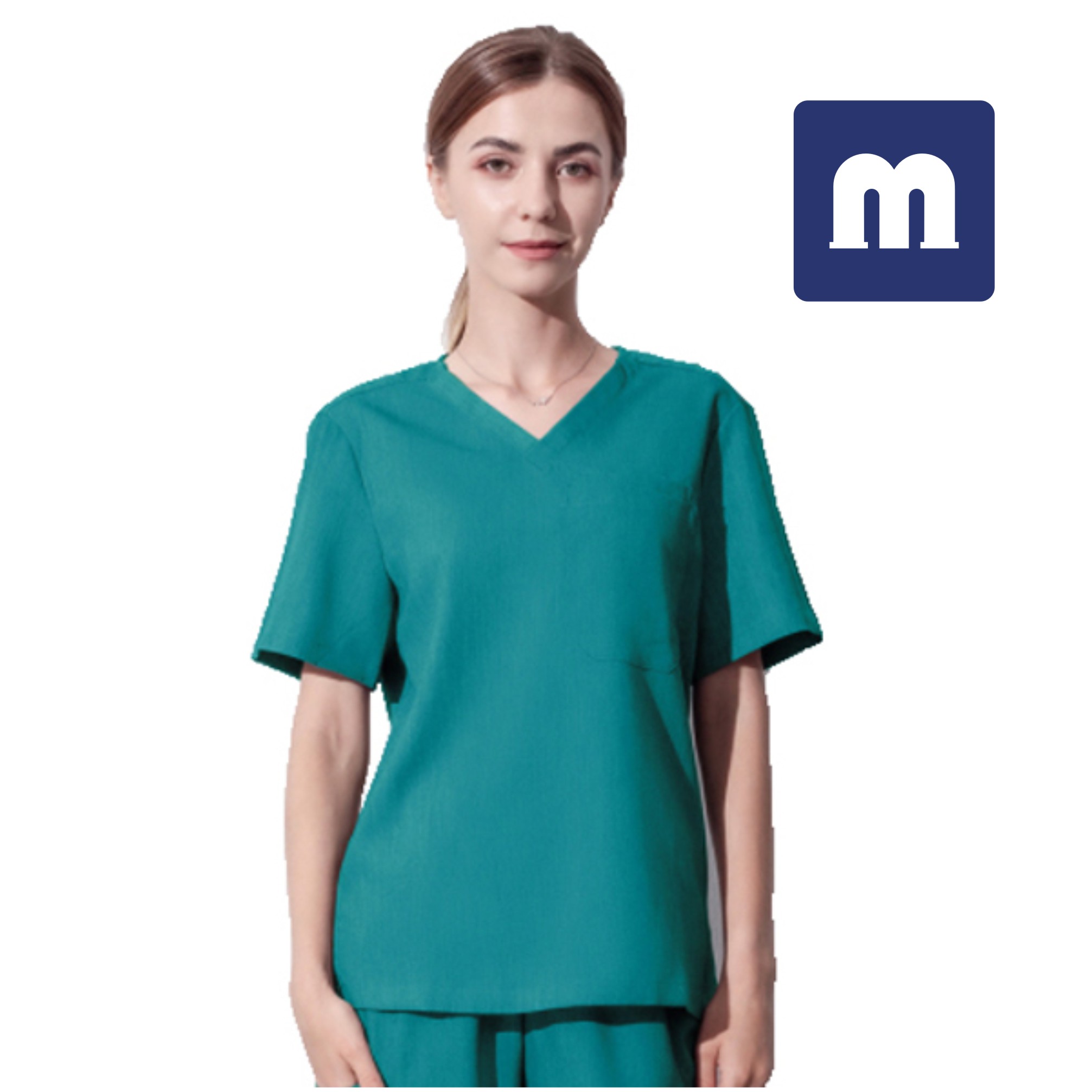 Medigo-052 Two-Pocket Mandarin Collar Scrubs Top+pants for Women & Relaxed Fit, Super Soft Stretch, Anti-Wrinkle Medical Scrubs hospital Uniform shirt