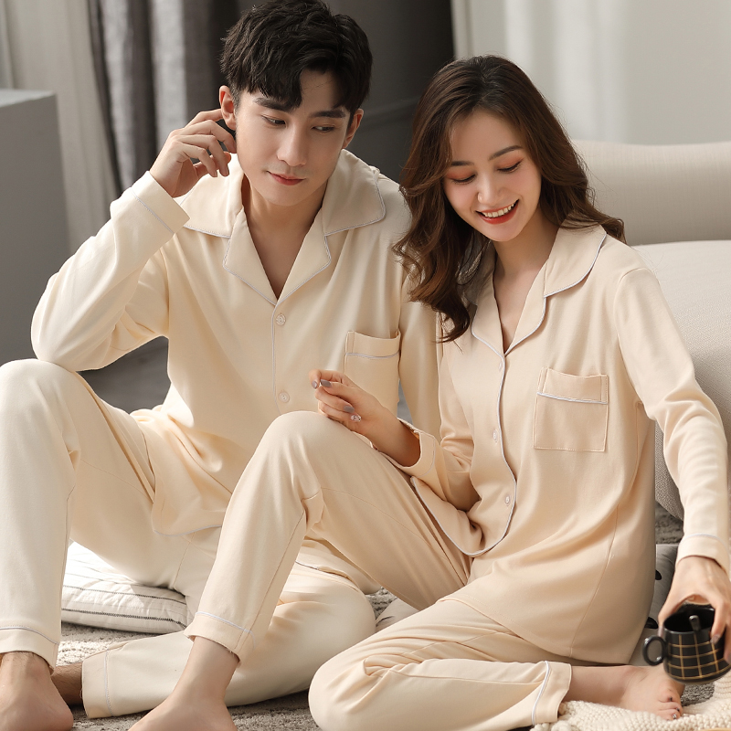 Winter 100% Cotton Couple Pajamas For Men and Women Full Sleeves Sleepwears Pyjama Femme Pj Set Couple Pijamas Para Parejas 201109