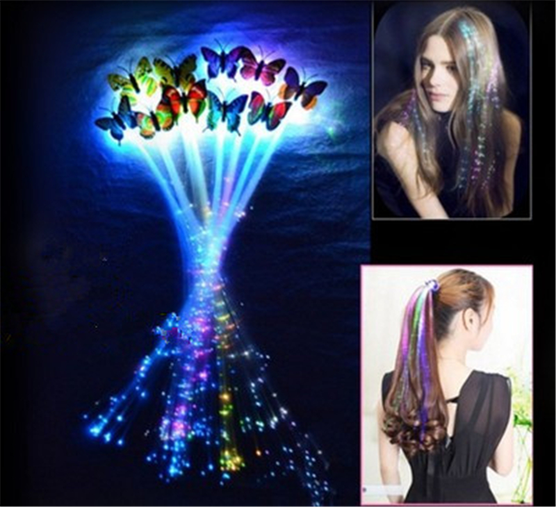 LED Lights Hair Braid Glowing Blinking Clip Flashing Lamp Light-Up Fiber Optic LED Hair Barrettes Party Favors for Halloween Christmas