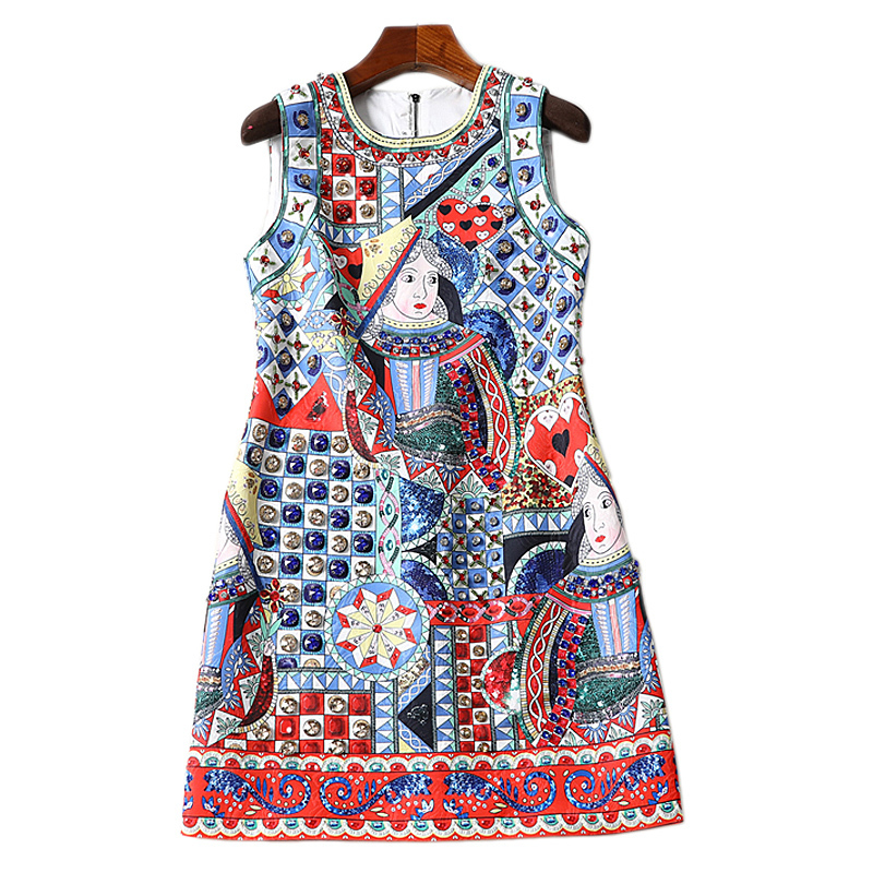 Xf Summer Runway Fashion Designer High Quality of the Beads Red k Short Print Wheel Neck Collection Dress Vr7x, Multiple
Xf Summer Runway Fashion Designer High Quality of the Beads Red k Short Print Wheel Neck Collection Dress Vr7x, Multiple