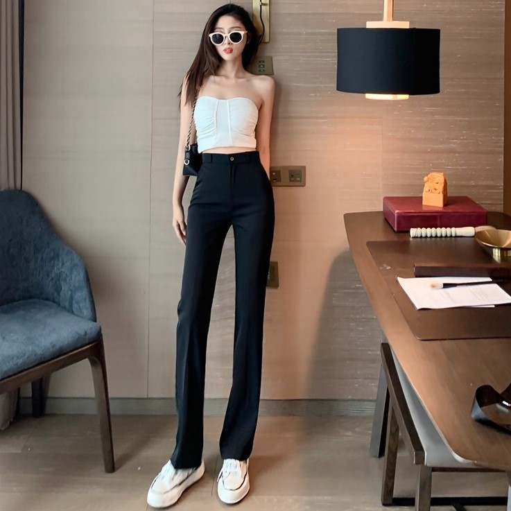 Women Summer Solid Elegant Straight Slim Pants Office Lady Skinny High Waist Fashion Vestido Trousers New 201113