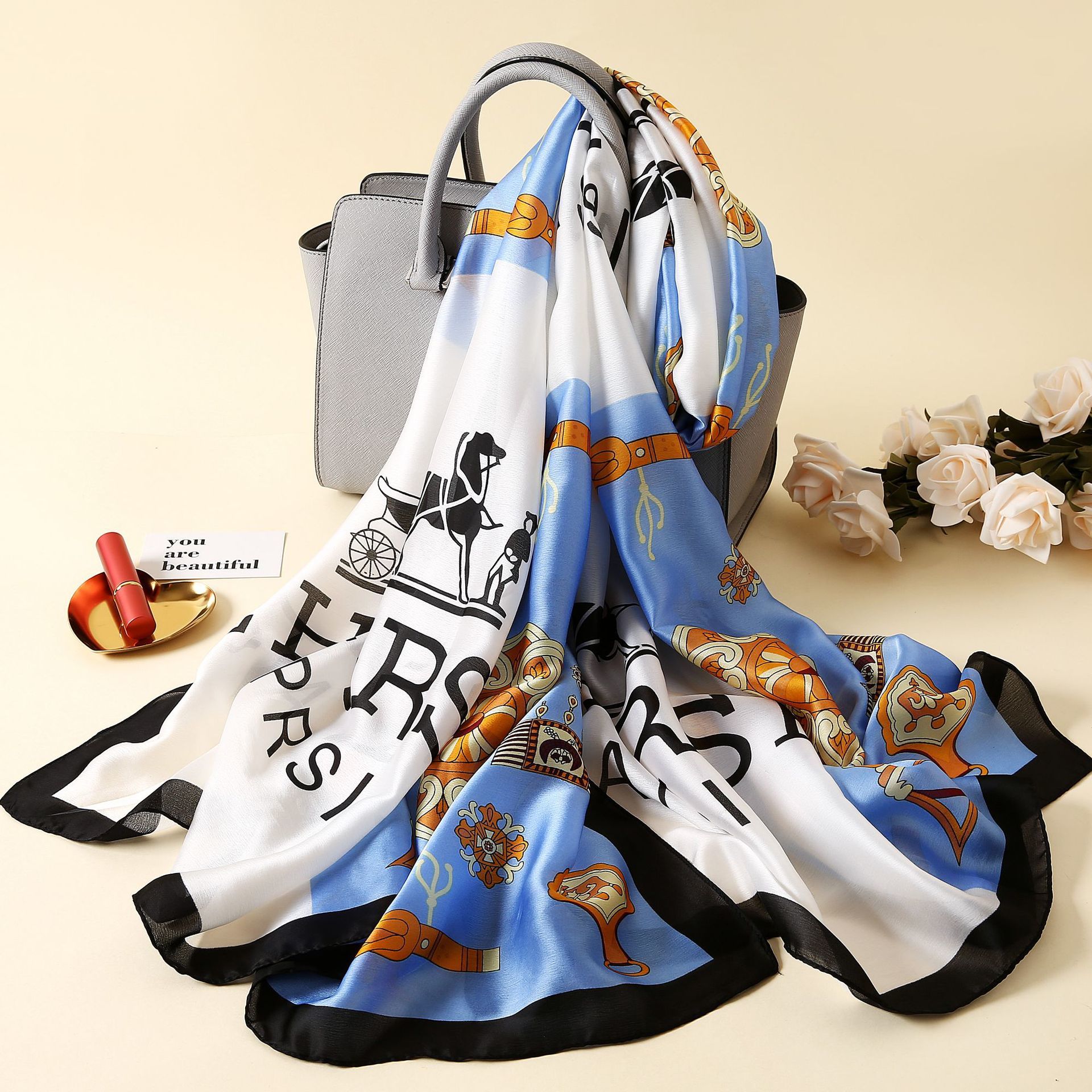 South Korea fashion new silk scarf carriage sun protection beach towel imitation silk air conditioning shawl in spring and summer
South Korea fashion new silk scarf carriage sun protection beach towel imitation silk air conditioning shawl in spring and summer