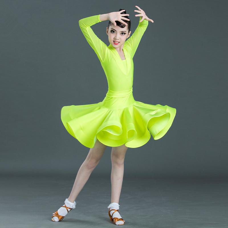 New Children Latin Ballroom Dance Dress Girls Performance Latin Suit Kids Dance Top & Skirt Sets Competition Costumes, Fluorescent yellow
New Children Latin Ballroom Dance Dress Girls Performance Latin Suit Kids Dance Top & Skirt Sets Competition Costumes, Fluorescent yellow
