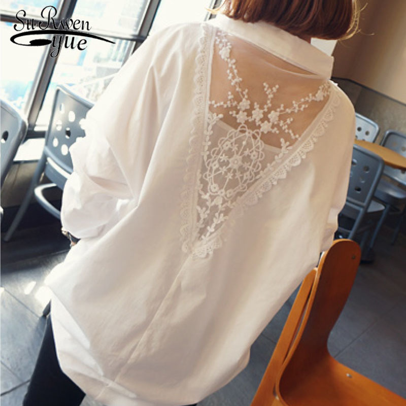 OL women blouse shirt fashion long sleeve V-neck women's tops white hollow out 5XL plus size women's clothing blusas D95 30 201125