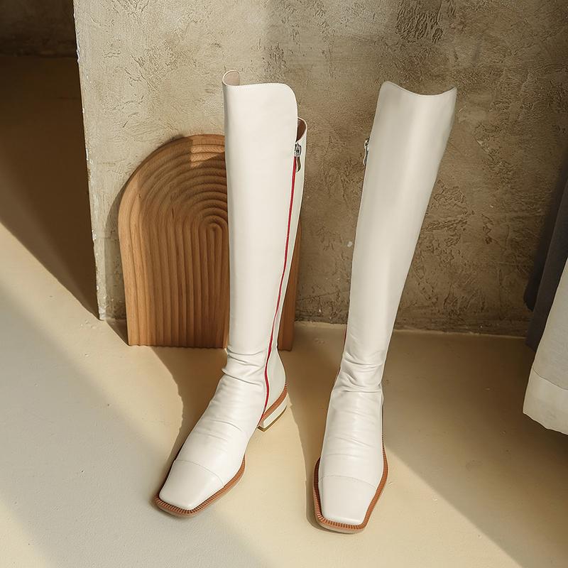 White Square Toe Flat Knee-high Boots Pleated Zip Long Tube Women Shoes Riding Equestrian Boots Cow Leather 2020 Fall Winter 3cm, Black
White Square Toe Flat Knee-high Boots Pleated Zip Long Tube Women Shoes Riding Equestrian Boots Cow Leather 2020 Fall Winter 3cm, Black