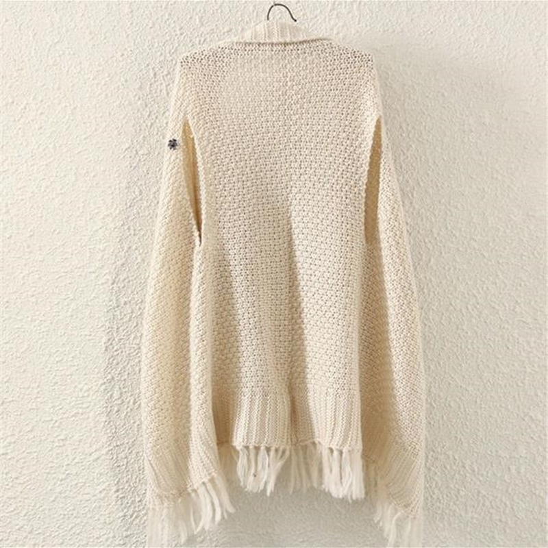 Neploe New Korean Cardigans Tops Women Casual Loose Irregular Tassel Cape Poncho Plus Size Pull Femme Shawl Knitted Sweater 201030
