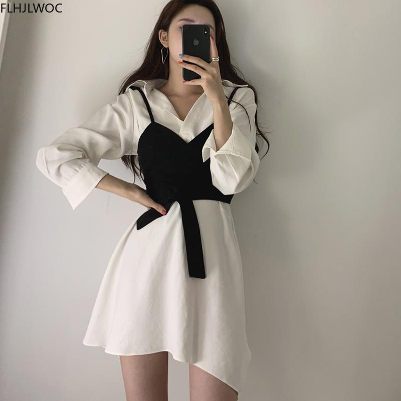 Chic Cute Dress 2020 Autumn Two Piece Outfits Suits Women Long Sleeve Single Breasted Button Shirt Dresses Fenimine Vestidos, Black
Chic Cute Dress 2020 Autumn Two Piece Outfits Suits Women Long Sleeve Single Breasted Button Shirt Dresses Fenimine Vestidos, Black