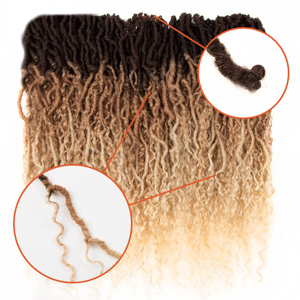 18inch Messy Goddess Faux Locs Curly Crochet Braid Bohemian Soft Synthetic Braids Hair Extensions for Black Women Crochet Braiding Preloop, T1b/27
18inch Messy Goddess Faux Locs Curly Crochet Braid Bohemian Soft Synthetic Braids Hair Extensions for Black Women Crochet Braiding Preloop, T1b/27