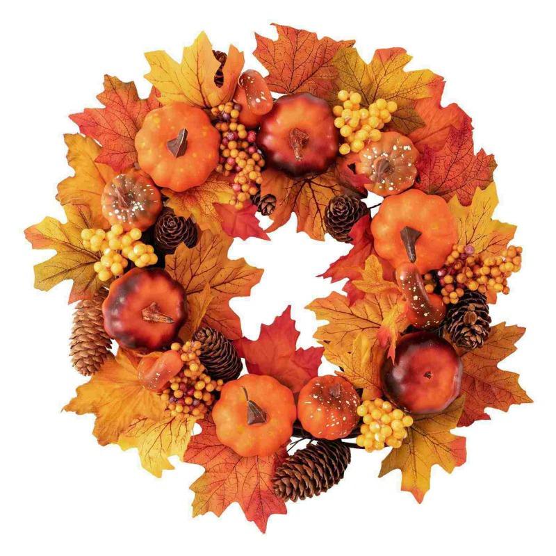 Autumn Wreath Christmas Decoration Thanksgiving Garland Window Restaurant Home Decoration Wreath Door, Deep sapphire 
Autumn Wreath Christmas Decoration Thanksgiving Garland Window Restaurant Home Decoration Wreath Door, Deep sapphire