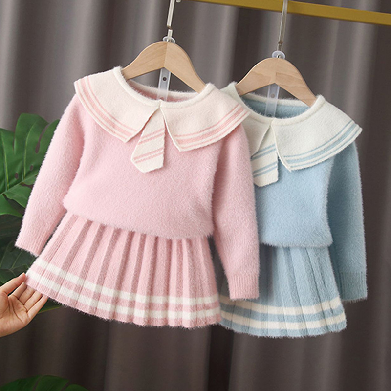 Bear Leader Children Clothing Set Winter Toddler Girls Clothes Sweater Skirt 2pc Outfit Suit Kids Clothes Girls Clothing Sets Y1106