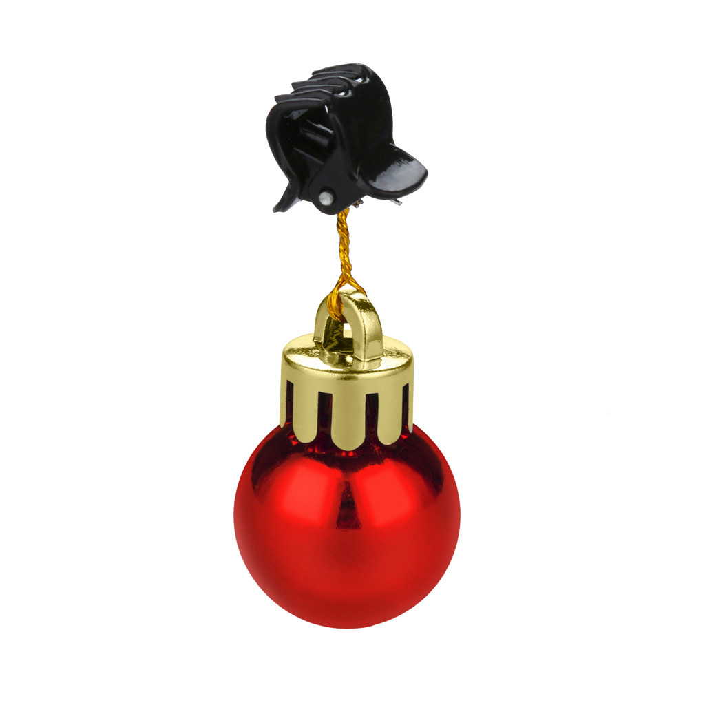 12pcs Christmas Ball Ornaments Baubles Clips Shiny Easy Attach High Gloss Facial Hair Clips Beard Bauble For Events Party