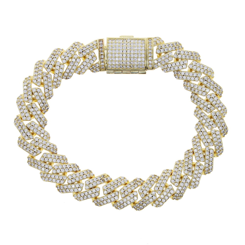 bracelet necklace mossanite New fashion 12mm Width CZ Miami Cuban Link Chain Hip Hop Bling Micro Pave 5A Clear Cubic Zirconia Cuban Men Bracelet Whole