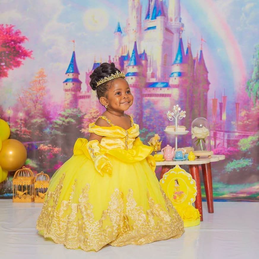 yellow lace crystals flower girl dresses princess ball gown little girl wedding dresses cheap communion pageant dresses gowns zj691