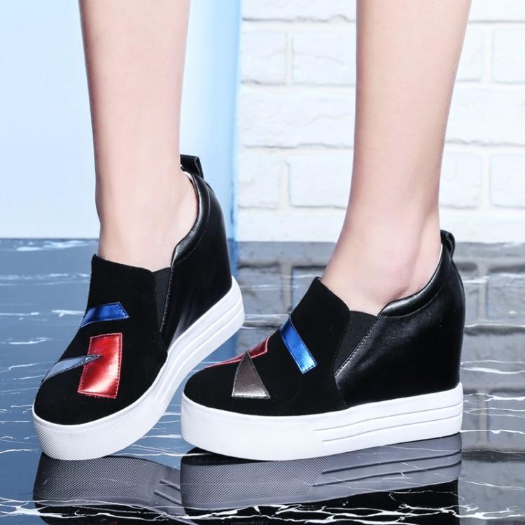 Cow Suede High Heels Lady Casual Shoes Hidden Wedges Women Sneakers Leisure Platform Shoes Height Increasing Slip on Footwear1, Black
Cow Suede High Heels Lady Casual Shoes Hidden Wedges Women Sneakers Leisure Platform Shoes Height Increasing Slip on Footwear1, Black