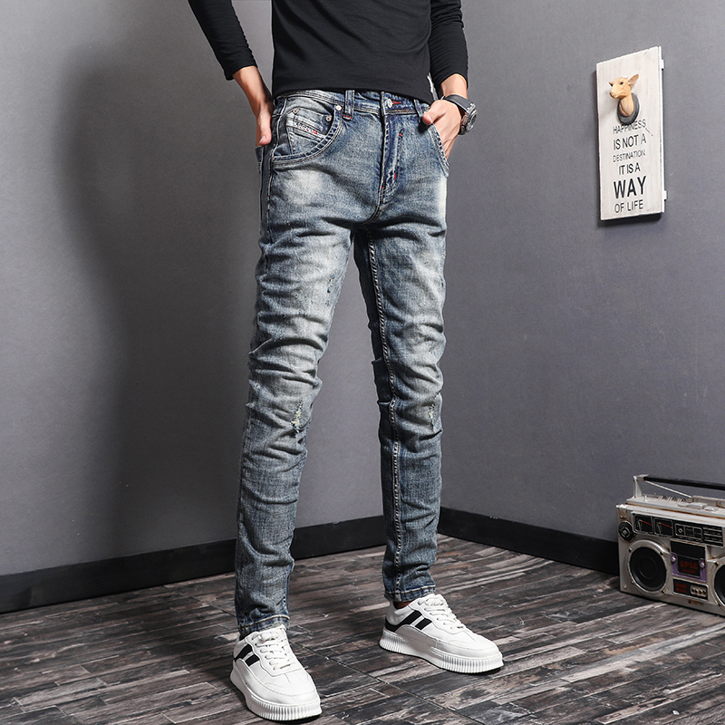 2021 New Italian Style Fashion Men Jeans Slim Fit Elastic Casual Cotton Denim Ripped Trousers Vintage Designer Retro Pencil Pants Hombre U2f, Retro blue
2021 New Italian Style Fashion Men Jeans Slim Fit Elastic Casual Cotton Denim Ripped Trousers Vintage Designer Retro Pencil Pants Hombre U2f, Retro blue