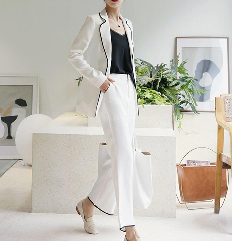 Spring White Women Pants Suits For Wedding Leisure Mother of the Bride Suit Ladies Evening Party Tuxedos Formal Wear