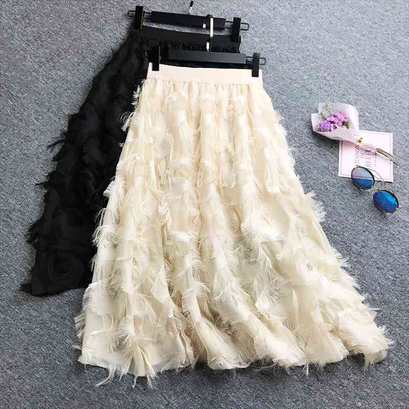 chiffon skirts jupe femme spring summer feather tassel midi skirt high waist elegant slim long maxi skirt, Black 
chiffon skirts jupe femme spring summer feather tassel midi skirt high waist elegant slim long maxi skirt, Black