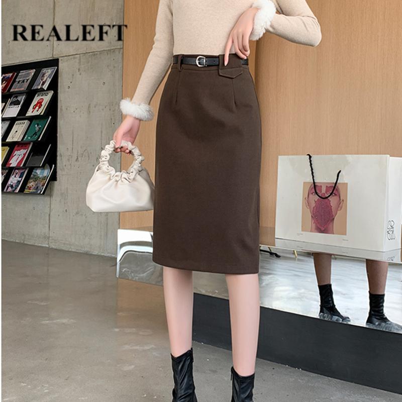 REALEFT New 2020 Autumn Winter Woolen Midi Skirts with Belt Women High Waist Wrap Sheath Skirts Back Split Pencil Female, Black
REALEFT New 2020 Autumn Winter Woolen Midi Skirts with Belt Women High Waist Wrap Sheath Skirts Back Split Pencil Female, Black