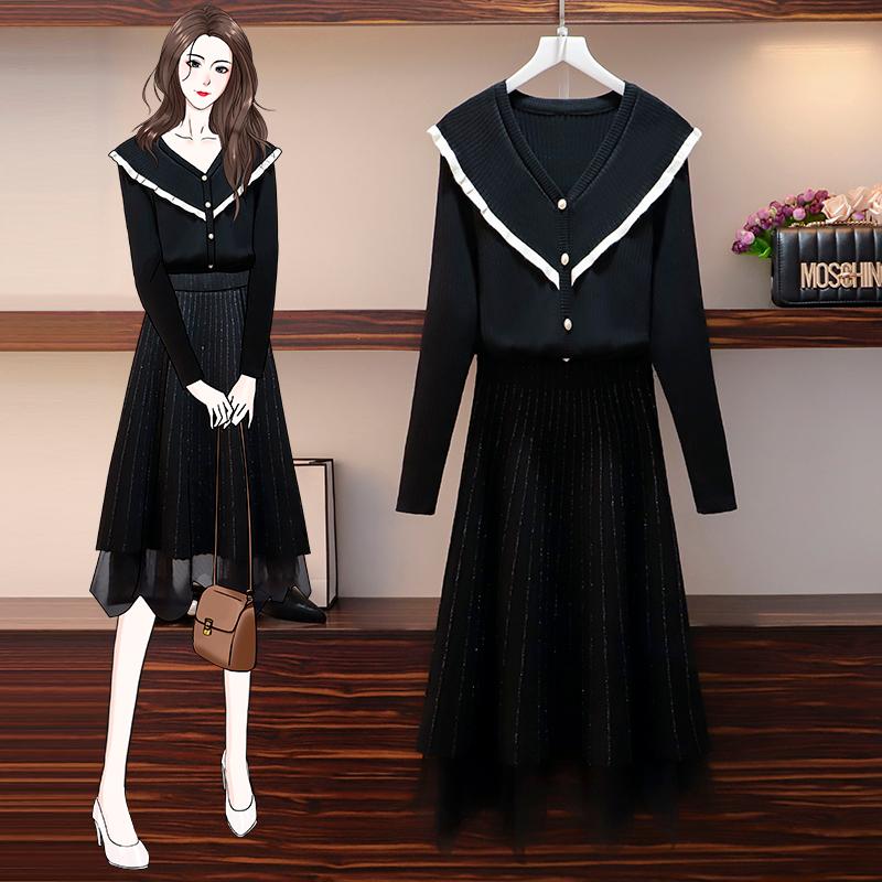 2020 Autumn Mesh Skirt and Cardigan Sweater Two Piece Set Women Plus Size Black Elegant V-Neck Ruffle Skirts 2piece Outfits New, Tops
2020 Autumn Mesh Skirt and Cardigan Sweater Two Piece Set Women Plus Size Black Elegant V-Neck Ruffle Skirts 2piece Outfits New, Tops