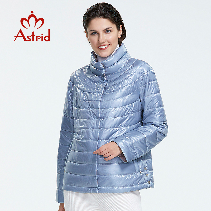 Astrid Autumn new arrival top blue plus size stand collar short style park with snap button autumn jacket women AM-1999 201217