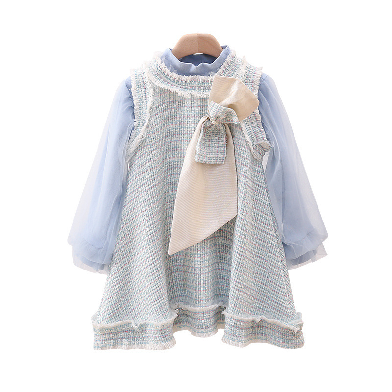 Fashion Girls Clothing Sets Cotton Long Sleeve T-Shirts And Bow Vest Dresses Boutique Girls Outfits Kids 2 Pcs SetsX1019